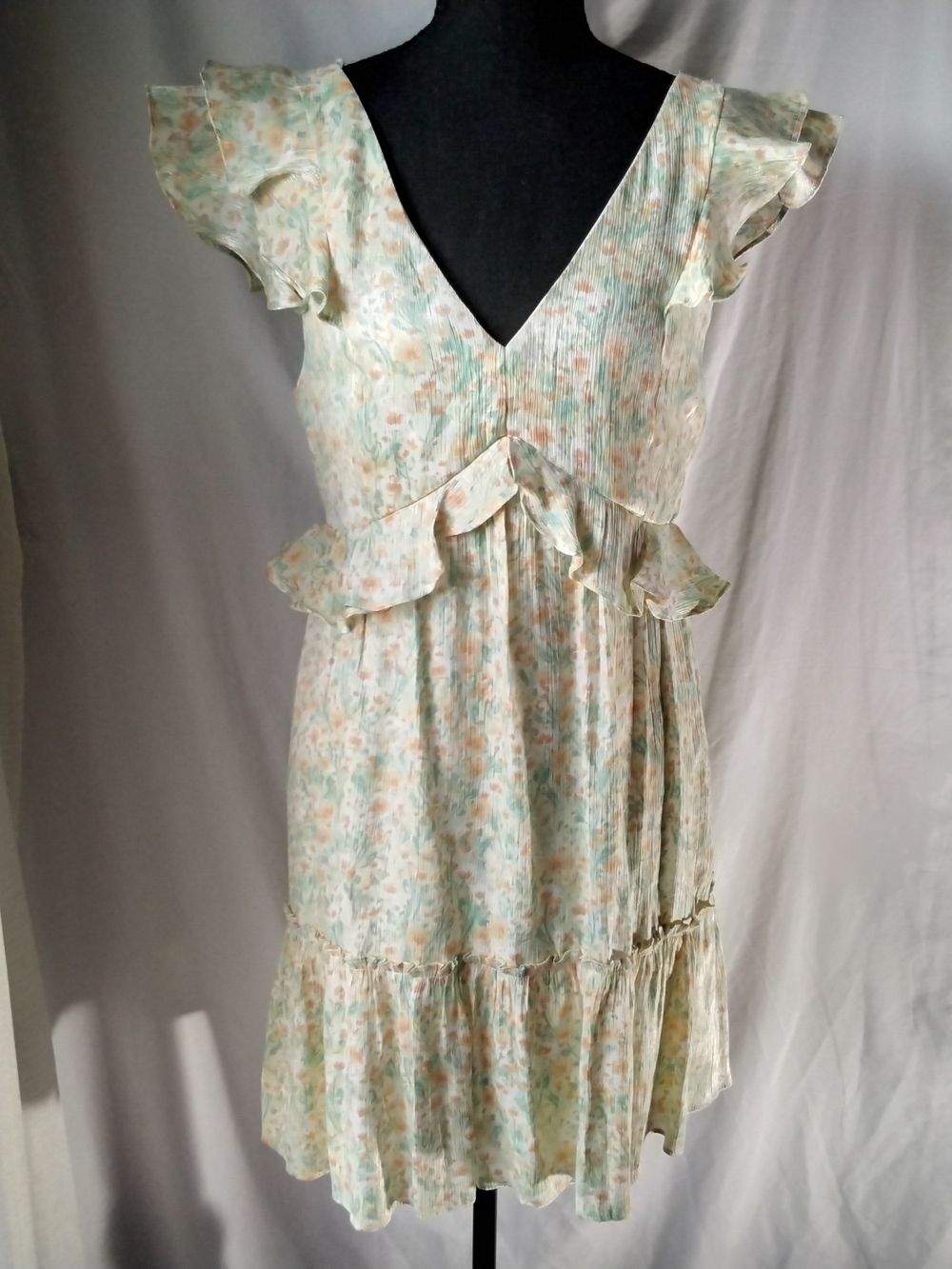 Pastel Floral Ruffle V-Neck Sundress